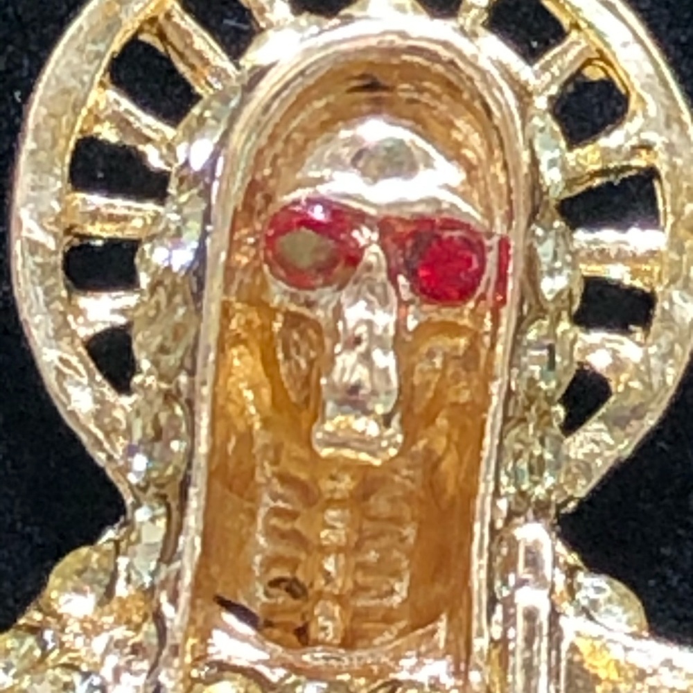 Santa Muerte lemon stone pendant jewelry